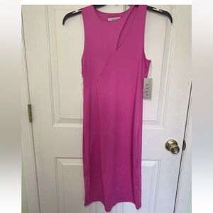 NET Gaze DTLA Womens Pink Bodycon Funky Eyelet Stretchy Midi Party Dress Sz M